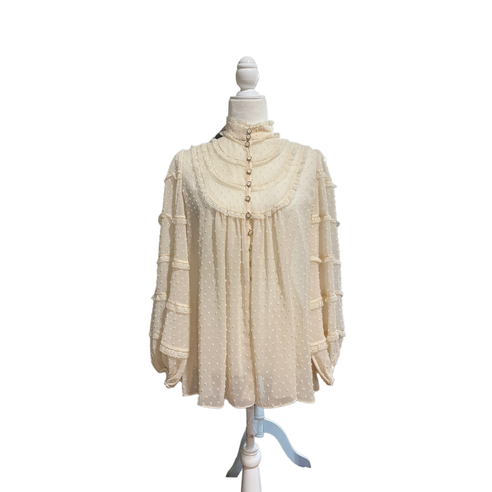 ZIMMERMAN Cream Peasant Boho Blouse EXCELLENT Size 1 SMALL